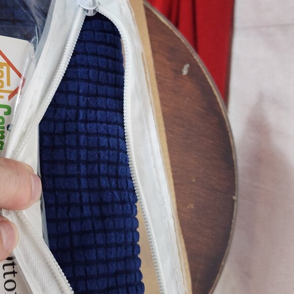 Easy Going Navy Blue Elastic Bottom Soft Stretch Ottoman Slipcover 64"x26"x16" - Picture 8 of 16